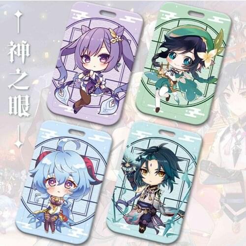 Game Genshin Impact Venti Keqing Tartaglia Xiao Student ID Bus Bank Card Holder Keychain Card Case Pendant Toy Cosplay