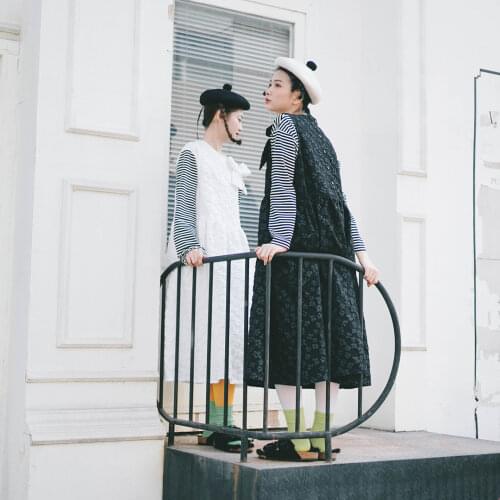 Imakokoni original design Japanese two-color back button bow vest skirt female spring and summer new style 213247