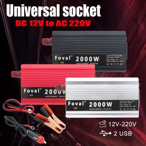 2000W Peak Power Inverter DC 12V/24V to AC 220V Auto Portable Charger Converter Adapter Modified Sine Wave Universal Socket