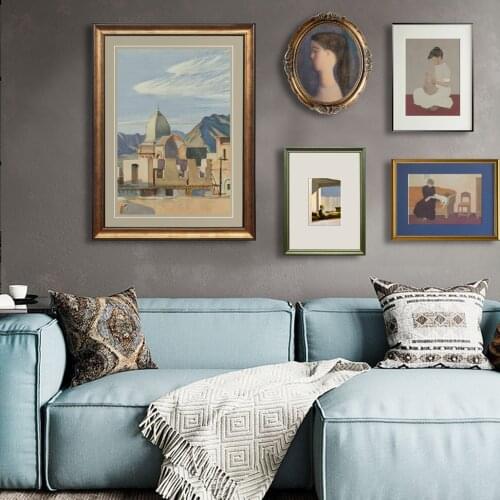 Solid wood painting living room sofa background wall decoration painting European retro hanging painting French combination