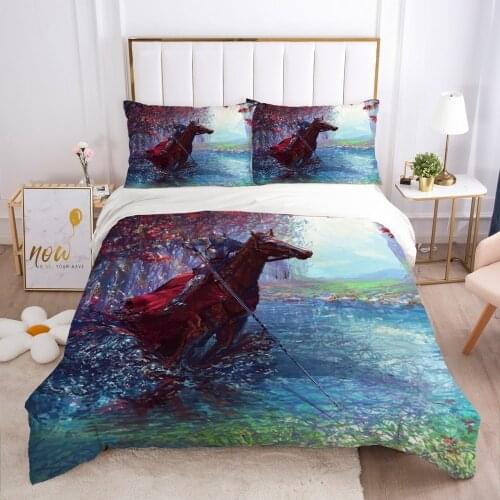 3D Bedding Sets Duvet Quilt Cover Set Comforter Case Bed Linens King Queen Full Single Size Colorful Animal Horse Home Texitle