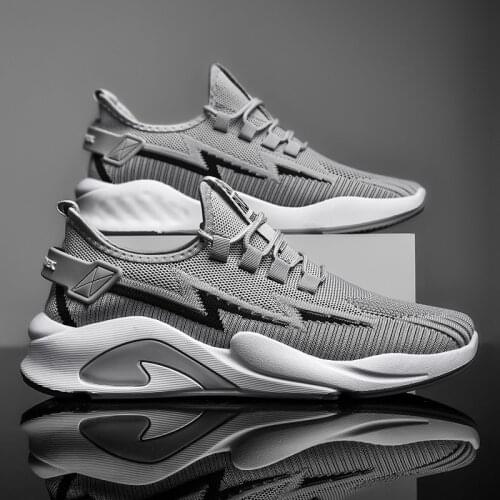 Trend Mens Casual Shoes Spring Summer Flying Woven Male Sneaker Breathable Lace-up Mesh Sports Shoes Outdoor Running Sneaker