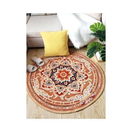 Round Flower Carpet Rural Style Bedroom Living Room Home Decoration Floor Mat