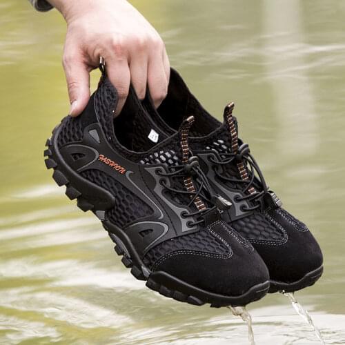 Outdoor Spring Summer Hollow Mesh Breathable Casual Shoes Lightweight Trekking Camping Fishing Travel Soft Sole Upstream Shoes