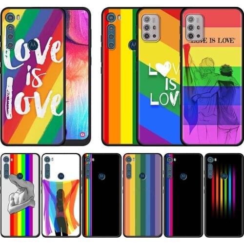 LGBT Peace Love Rainbow Case for Motorola Moto G9 Play G8 Power Lite One Fusion Plus G Stylus Black Phone Shell Cover Edge Sac