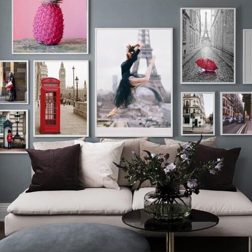 London Paris Tower Guard Street Landscape Dancing girl Nordic Poster Wall Art Canvas Painting Wall Pictures For Livng Room Decor
