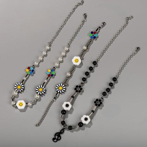 Metal Punk Style Ceramic Smiley Face Bracelets And Necklaces Men And Women Fashion Jewelry Wholesale #82617