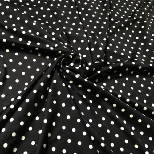 Soft Polka Dot Stretch Charmeuse Satin Fabric Plain Vintage for Women Dress,Shirts Black Green Burgundy Brown by the meter