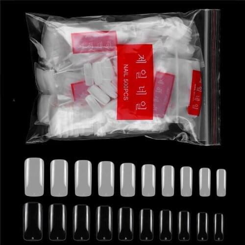 500Pcs False Nail Clear Natura Full Cover French Nail Tips U-shape Acrylic UV Gel Manicure Fake Nails Art Tips Acrylic Nail Tips