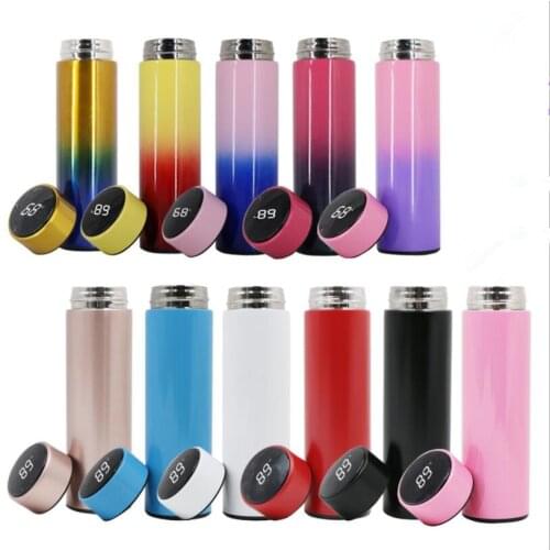 New 10 Colorful Double Wall Insulated Vacuum Flask Smart 304 Stainless Steel Water Thermal Bottle With LCD Temperature Display