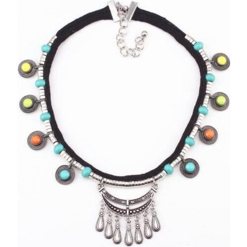 Wholesale Alloy Metal Necklace New Trendy Fashion Bead Choker Vintage Alloy Statement Pendant Necklace for Women Christmas Gifts