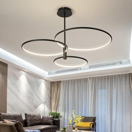Italian designer hall living room Round chandelier LED modern minimalist dining room hanging lamp Nordic creative iron room lamp