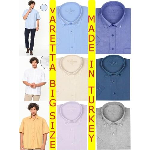 Mens Short Sleeve Shirts Summer Cotton Pocket Blue Regular-fit Loose Blouse Mens Casual Shirts Tops Oversized Turkey by VARETTA