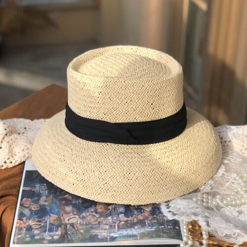 Fashion Retro Elegant Women Summer Kentucky Derby Fedora Sun Protection Big Wide Brim Travel Beach Straw Hat Ribbon Decoration