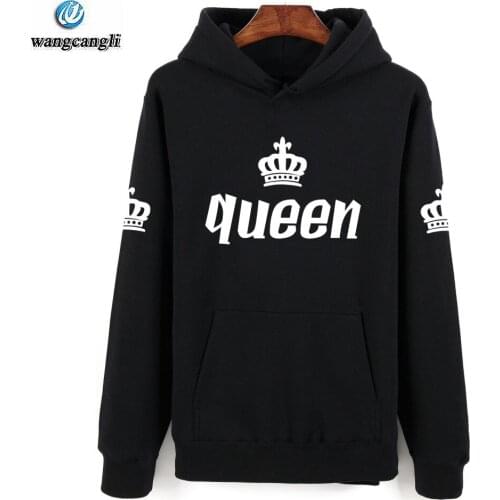 KING Queen Crown Printed Hoodies Women Men Unisex Autumn Winter Pullover Hoodie Sweatshirt Couple Lovers Jacket Coat Clothes