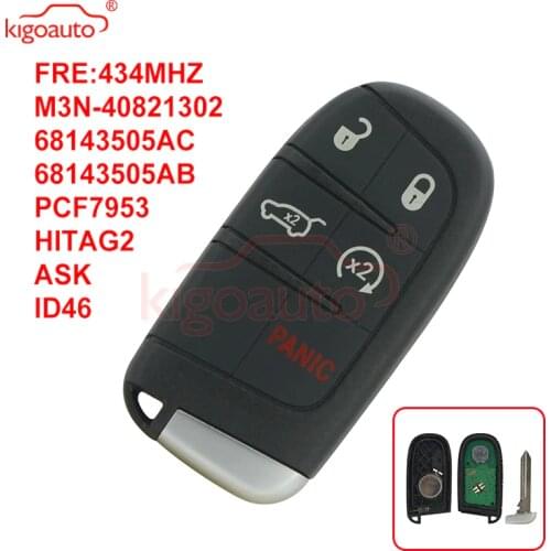 Kigoauto 68143505AC 68143505AB M3N-40821302 smart key 433Mhz 4 button with panic for Jeep Grand Cherokee 2014 2015