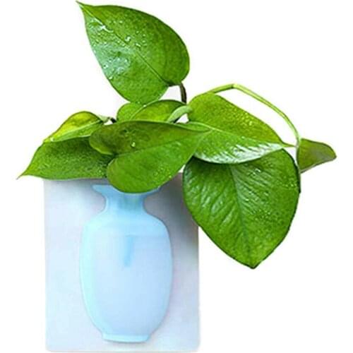 Magic Soft Silicone Vases Vintage Flower Pot Transparent Vase Wall Sticker Home Decor Plant Garden Yard Suppiler