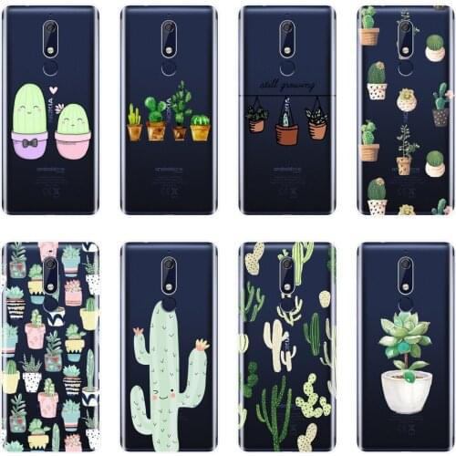 TPU Back Cover For Nokia 2.1 3.1 5.1 6.1 7.1 Plus Cactus Flora Cute Soft Silicone Case For Nokia 2.1 3.1 5.1 6.1 7.1 Phone Case