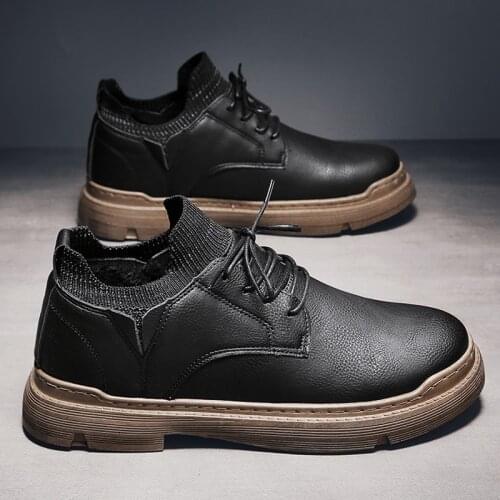 Winter plus velvet high-top leather mens shoes Martin boots cotton shoes tooling shoes trendy shoes casual shoes short boots