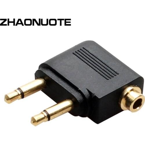 2pcs Audio Headphone Conversion Plug Aircraft Special Audio Adapter Gold Plated Revolution Jack 3.5 Mother Seat
