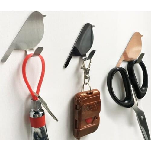 2pcs Self Adhesive Hooks Bird Pattern Storage Holder for Bathroom Kitchen Hanger Stick on Wall Hanging Door Clothes Towel Racks