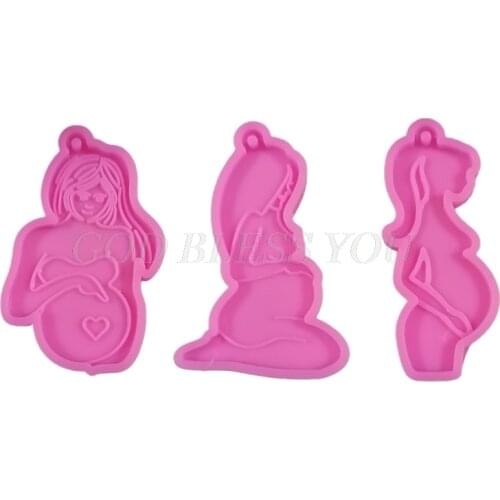 3Pcs/Set Epoxy Resin Mold Thanksgiving Theme Pregnant Women Keychain Casting Silicone Mould DIY Crafts Pendant Tool