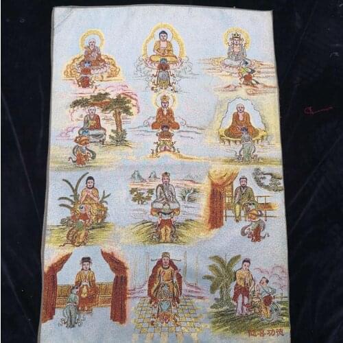 35" Thangka embroidery Tibetan Buddhism silk embroidery brocade Nepal Sakyamuni 12Incarnation Worship Buddha Thangkas