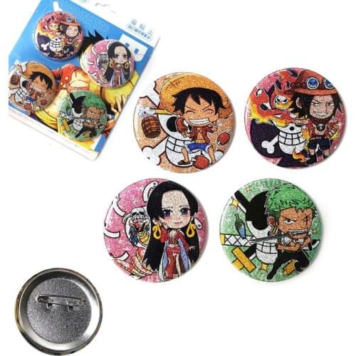 4pcs/set One Piece Luffy Roronoa Zoro Boa Hancock Portgas D Ace Brooch Badge Pin Cosplay Accessories Pendants