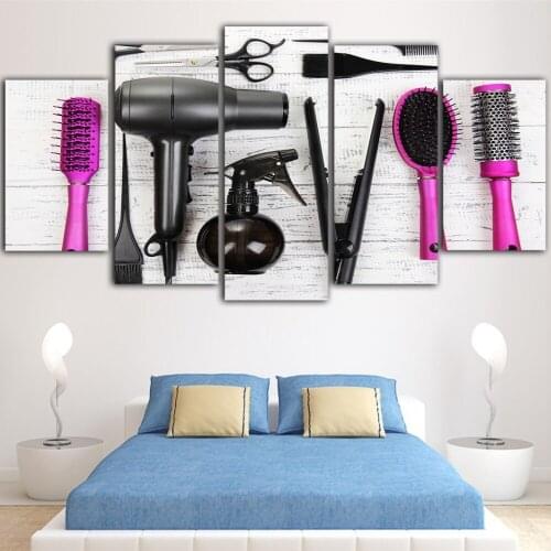 5 Pieces Wall Posters Hair Cosmetology Printed On Canvas Painting Hairdressing Wall Art Picture Home Decora Canvas Print
