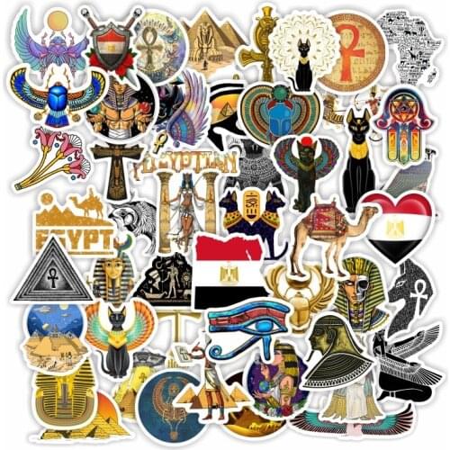 TD ZW 50Pcs Egypt Pyramid Sphinx Stickers For Suitcase Skateboard Laptop Luggage Fridge Phone Car Styling DIY Decal Pegatinas