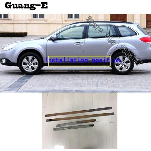 Car Detector Side Door Body Trim Stick Strip Molding Stream Lamp Panel Bumper 4pcs For Subaru Outback 2010 2011 2012 2013 2014