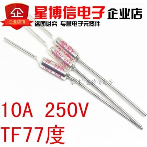 Free shipping 100pcs RY-77 Temperature Fuse RY Heat Protector 77 Degrees 10A250V TF 77 C Switch 77C