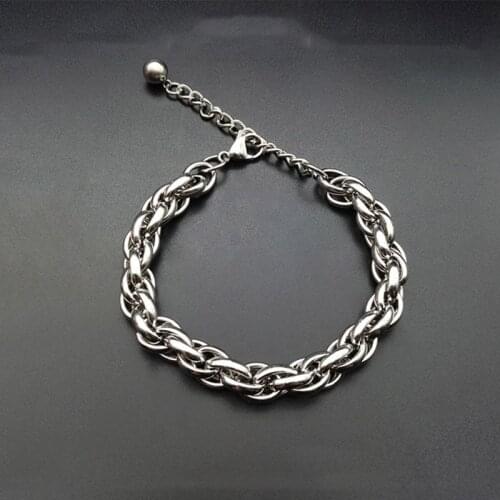 Punk Rock Style 9mm Mens Bracelet Stainless Steel Big Rolo Cuban Link Chain Bracelets Male Jewelry Wholesale Gifts 18+5cm