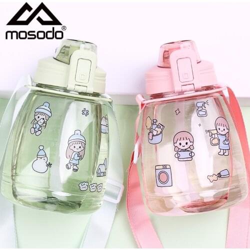 Mosodo Water Bottle With Straw Drinkware Large Capacity 1100ml Sport Plastic Cups Cute Portable Insulated Child Gourd