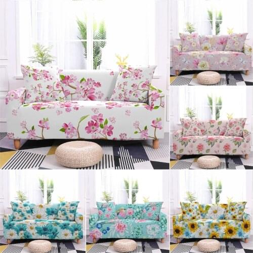 Floral Flower Print Sofa Covers for Living Room Stretch Elastic Sofa Slipcover Sectional Couch Cover Sofa Decor 1/2/3/4 Seater