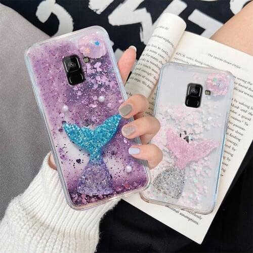 Mermaid Shell Starfish Liquid Glitter Case For Samsung Galaxy A6 A8 Plus A7 A9 2018 A3 A5 A7 2016 2017 Dynamic Quicksand Cover
