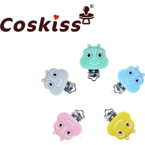 Coskiss Dinosaur Shape Pure Natural Harmless Silicone Baby Teether 20pcs Teething Pacifier Baby Clip Care Baby Care Pendant