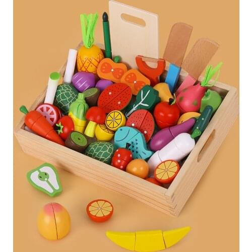 Childrens simulation kitchen toy magnetic cut fruits and vegetables pretend to play simulation childrens educational toys