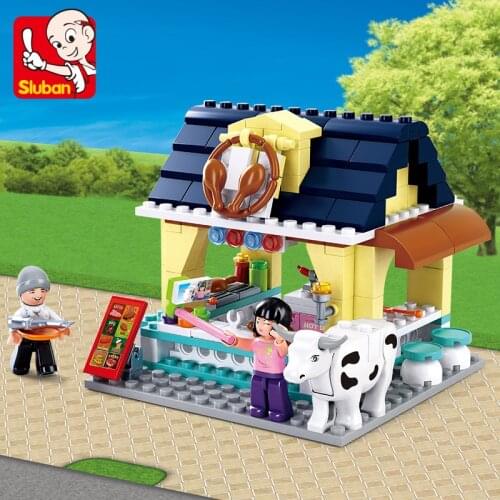 City Street View Dolphin Bay BBQ Dining Bar Children Assembled Friends Building Blocks Sets Educational Toys for Kids