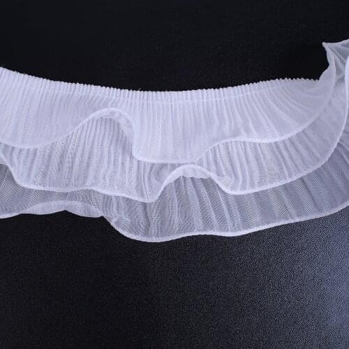 DoreenBeads Hand-made Chiffon Pleated Lace Three Layers Fold Organ Garment Accessories Clothes Dress Cuff Decorations 0.9m 1PC
