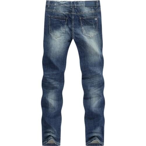 Denim Pants Regular Fit Long Trousers Gentleman Cowboys Guinness Man Mens Jeans Straight Slim Stretch Dark Blue Business Casual