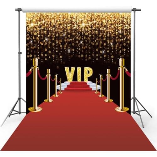 Photography Backdrop Red Varpet Stage Gold Rope Vip Luxury Party Birthday Photo Background Photo Studio Backdrop Prop