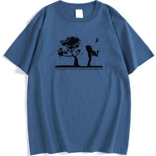 Black Love Tree Girl Boy Fell In Love Print Men Tshirts Style Oversized T-Shirts Fashion O-Neck T-Shirt Street Oversize Man Top