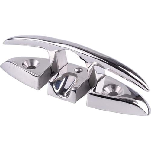 6'' Folding Marine Stainless Steel Stud Mount Flip Up Cleat Boat Base Hardware 1pcs