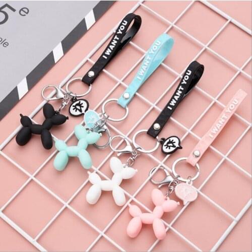 Creative Stereo Cute Balloon Dog Pendant Keychain Fashion Cartoon Mobile Phone Bag Car Soft Glue Unisex Pendant Fun Key Ring