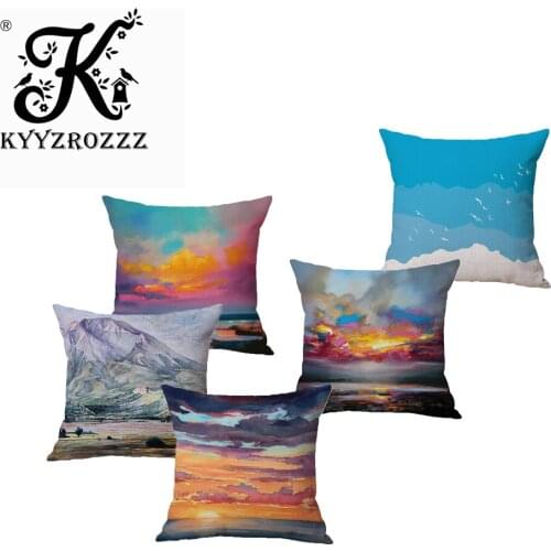 Landscape Ink Painting Cloud One Side Printing Home Decor Sofa Car Seat Decorative Cushion Cover Pillow Case Capa Almofada