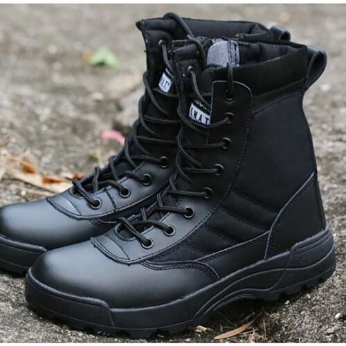 Masorini Hard-Wearing Cow Suede Leather Shoes Mid-Calf Military Boots Rubber Round Toe Comfortable Outdoor Army Boots WW-185