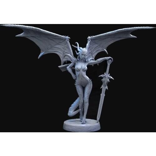 1/ 24 75mm Resin Model Kits Female Orcs Bat Figure Unpainted Colourless RW-093