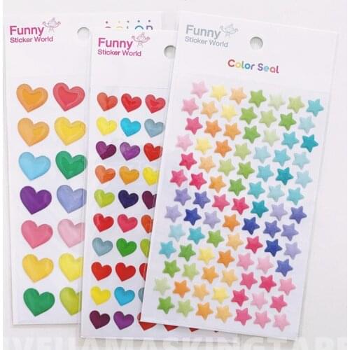 New cute cartoon girl Creative colorful rainbow love heart star dots paper sticker decorative sticker