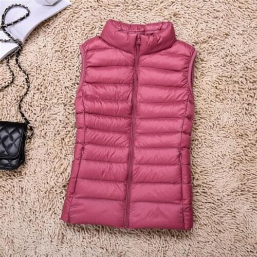 Autumn Winter Womens Ultra Light Down Vest Stand Collar Sleeveless Jacket 90% White Duck Down Vest Windproof Warm Waistcoat